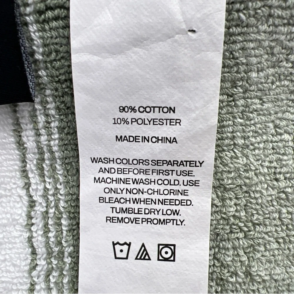DKNY Eco-Melange Bath Towels Set of 2 Oversized Green White Striped Cotton NEW